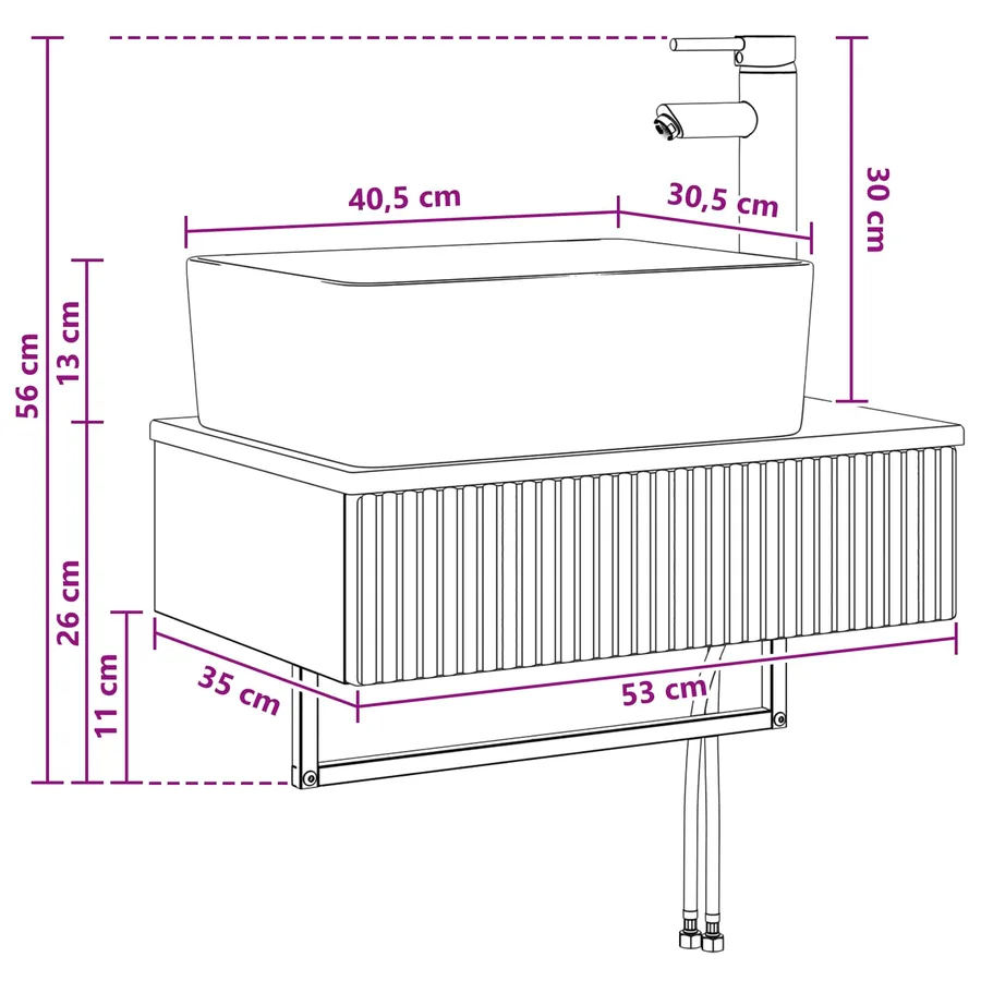 Basin de lavage mural Blanc brillant 53 x 35 x 39 cm - 10