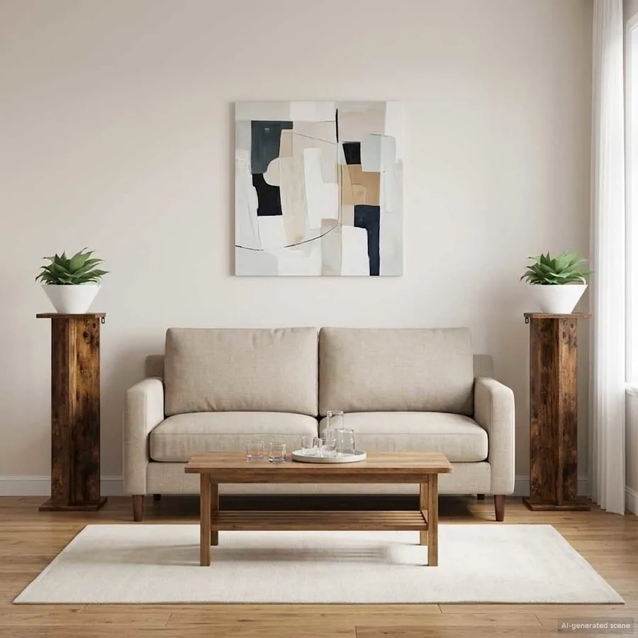 Support de Plante 2 pc Chêne Fumé 25 x 25,5 x 80,5 cm - 4