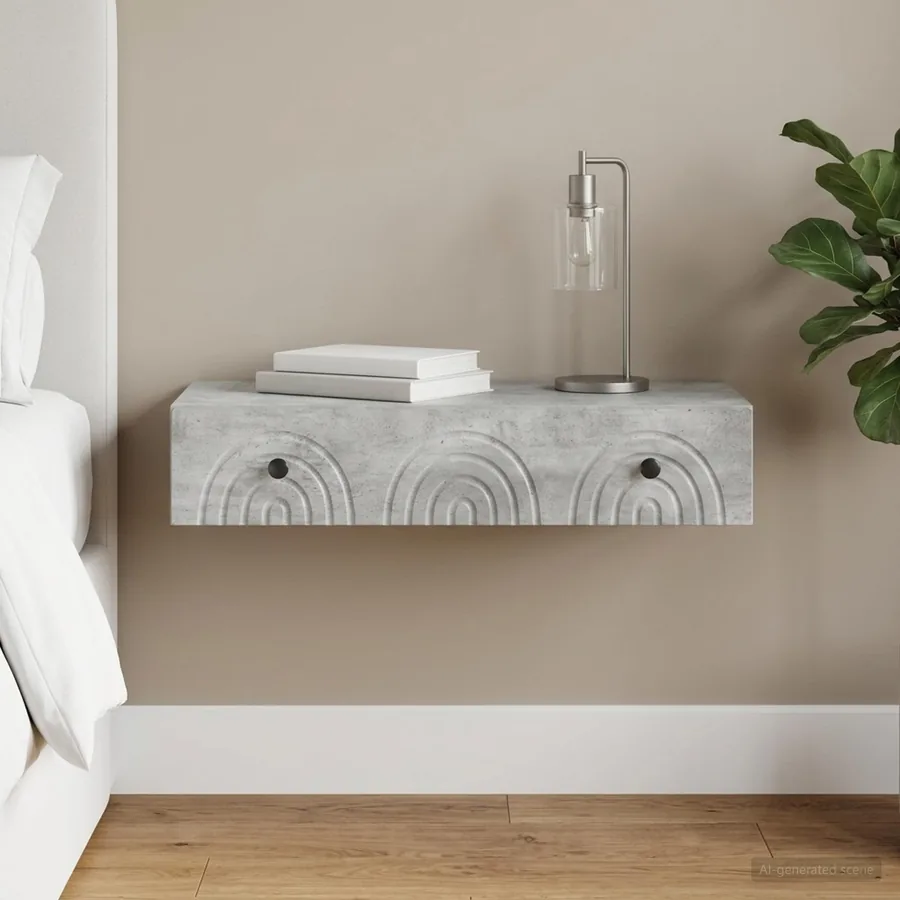 Table d'appoint murale Gris béton 87,5 x 34,5 x 17 cm