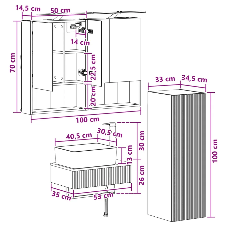 Ensemble d'armoire de salle de bain 4 pcs Chêne Sonoma - 12