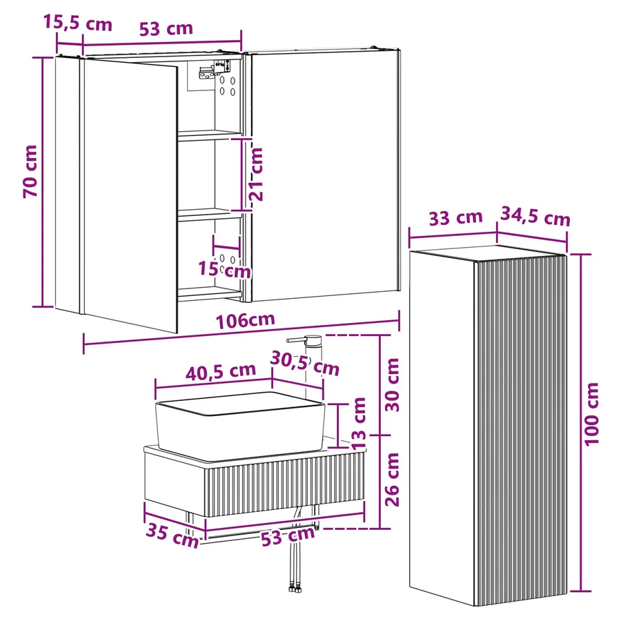 Ensemble de mobilier de salle de bain 4 pcs Chêne fumé - 12