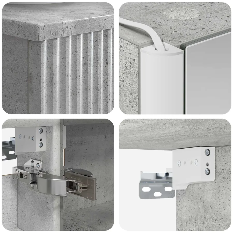 Ensemble de mobilier de salle de bain 6 pcs Gris béton - 8