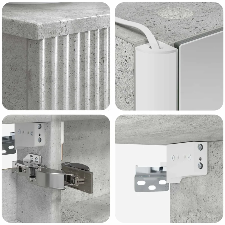 Ensemble de mobilier de salle de bain 5 pcs Gris béton - 8
