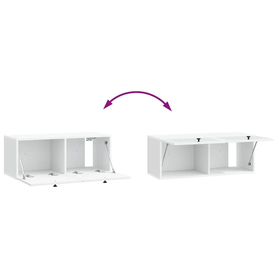 Meuble TV mural Blanc 78,5 x 31 x 30 cm Bois d'ingénierie - 10
