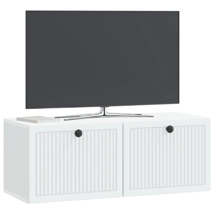 Meuble TV mural Blanc 78,5 x 31 x 30 cm Bois d'ingénierie - 3