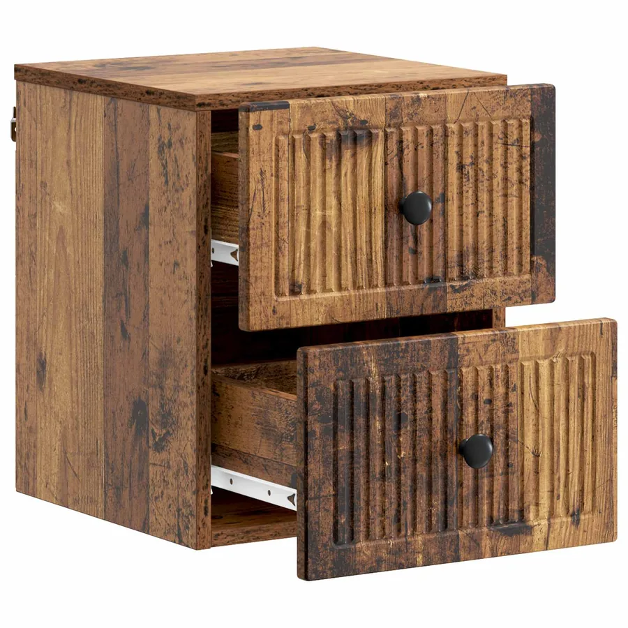 Cabinet de chevet mural Bois ancien 33 x 34,5 x 40 cm - 4