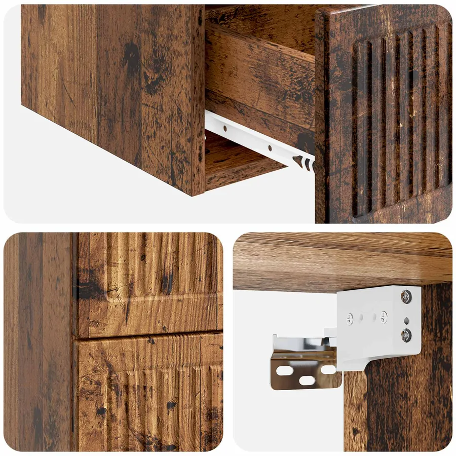 Cabinet de chevet mural Bois ancien 33 x 34,5 x 40 cm - 8