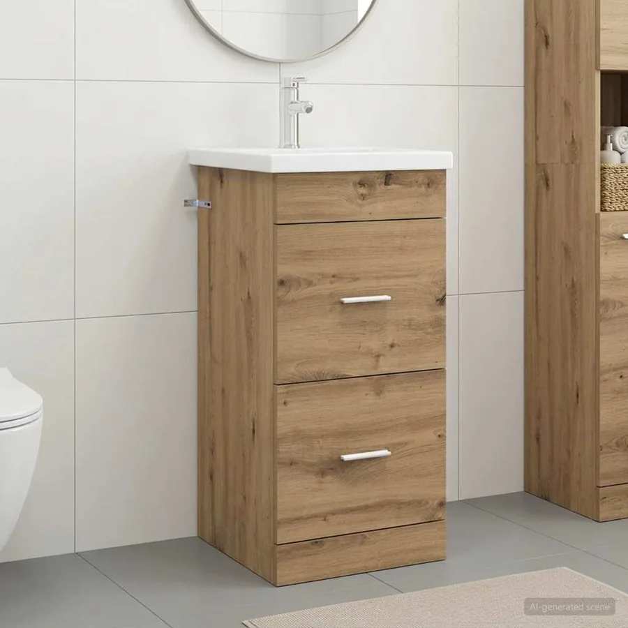 Meuble de salle de bain avec évier Chêne artisanal