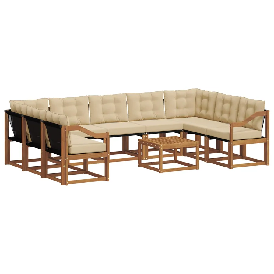 Ensemble de canapés d'extérieur 10 pcs Naturel et Beige - 2