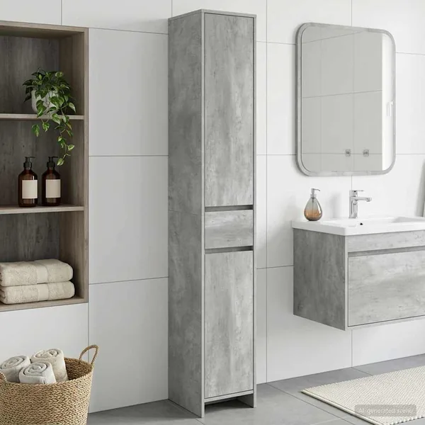 Armoire de salle de bain Gris béton 30 x 33 x 190 cm