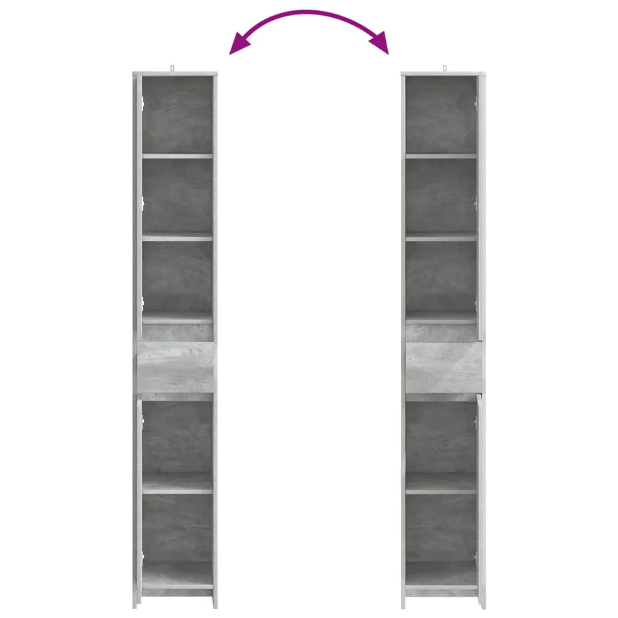 Armoire de salle de bain Gris béton 30 x 33 x 190 cm - 7
