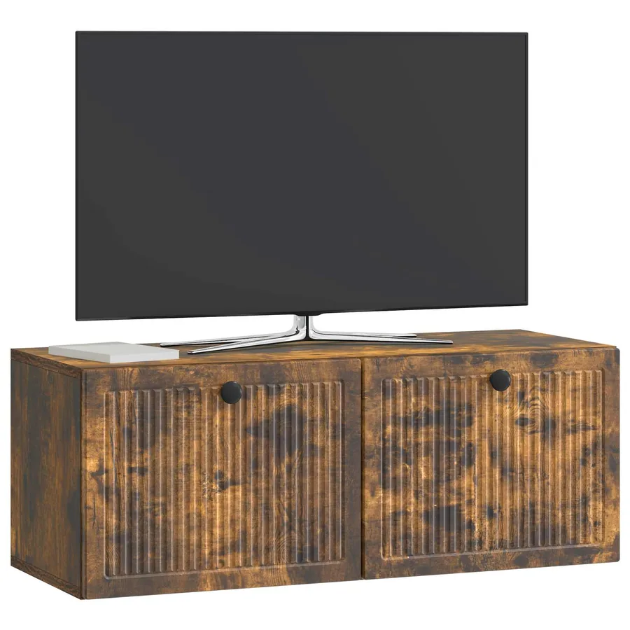 Meuble TV mural Chêne fumé 78,5 x 31 x 30 cm Bois d'ingénierie - 3