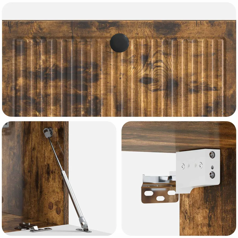 Meuble TV mural Chêne fumé 78,5 x 31 x 30 cm Bois d'ingénierie - 9