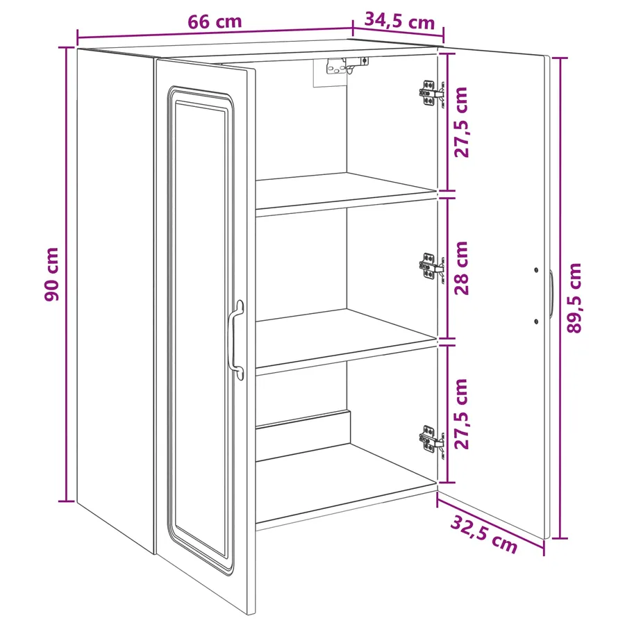 Armoire Murale 66 x 34,5 x 90 cm Bois d'ingénierie Blanc - 8