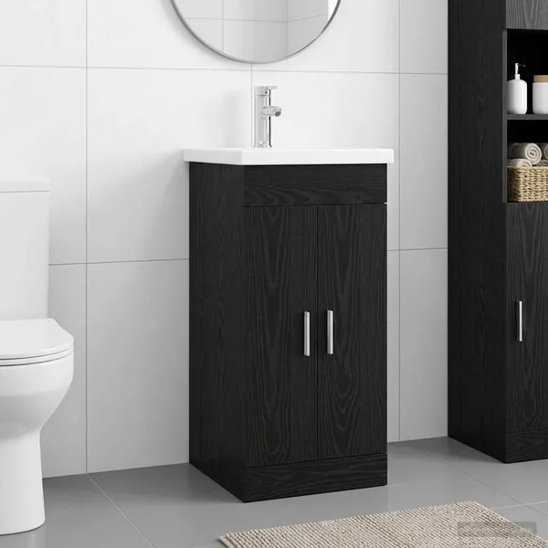Meuble de salle de bain avec évier Chêne noir 42 x 40 x 84,5 cm