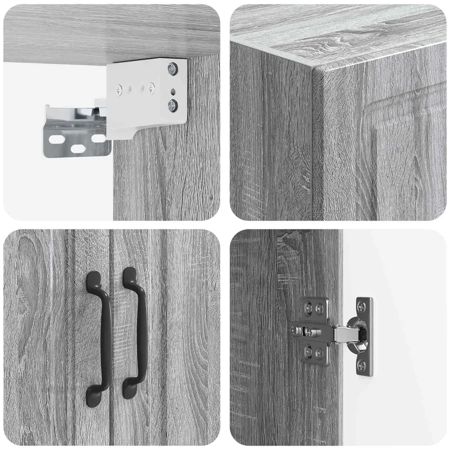 Armoire Murale Sonoma gris 66 x 34,5 x 90 cm Bois d'ingénierie - 7