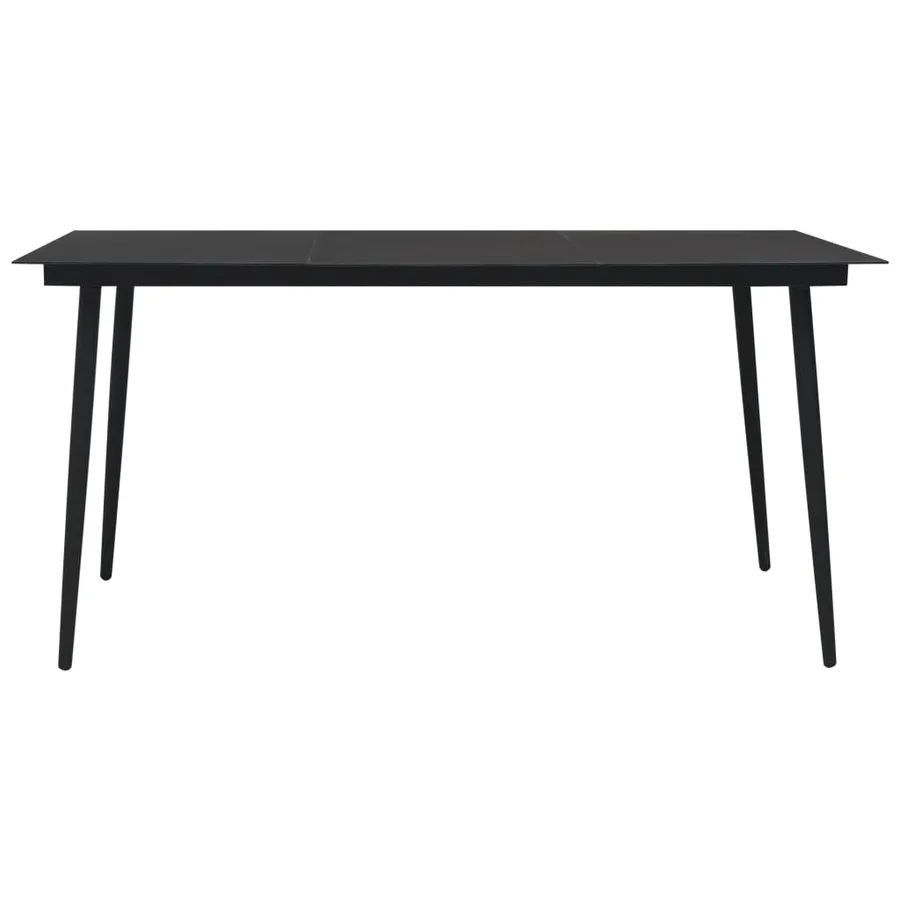 Table à dîner de jardin Noir 190x90x74 cm Acier et verre - 2