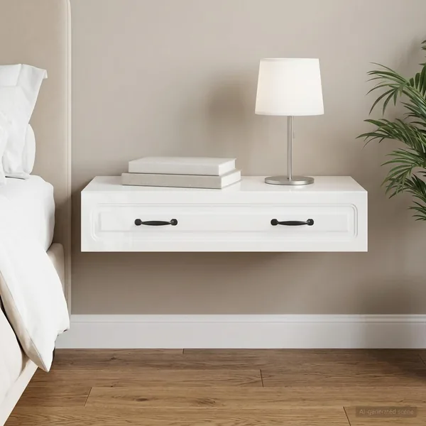 Table d'appoint murale Blanc brillant 87,5 x 34,5 x 17 cm
