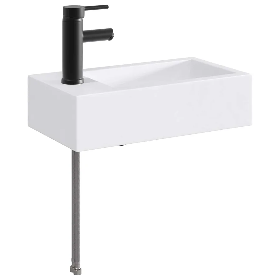 Lavabo de salle de bains Noir Mat 45,5 x 25,5 x 13 cm métal - 2