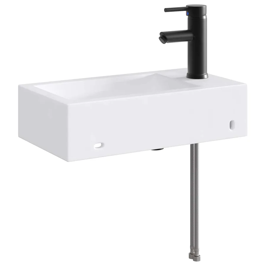 Lavabo de salle de bains Noir Mat 45,5 x 25,5 x 13 cm métal - 6