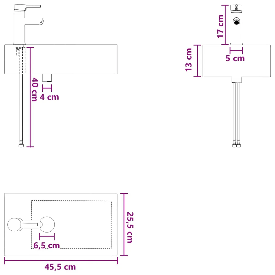Lavabo de salle de bains Noir Mat 45,5 x 25,5 x 13 cm métal - 9