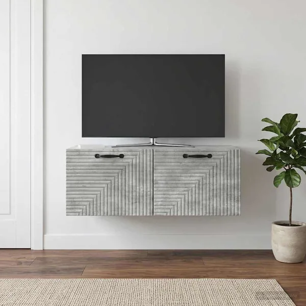 Meuble TV mural Gris béton 78,5 x 41 x 30 cm Bois d'ingénierie
