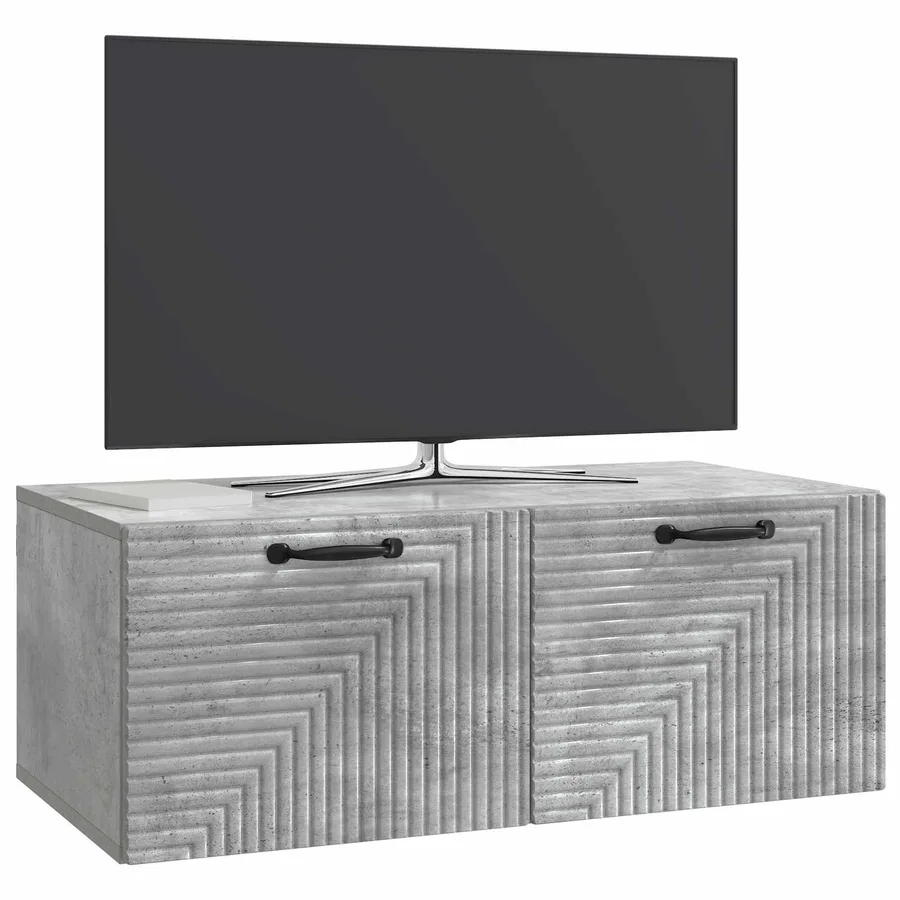 Meuble TV mural Gris béton 78,5 x 41 x 30 cm Bois d'ingénierie - 3