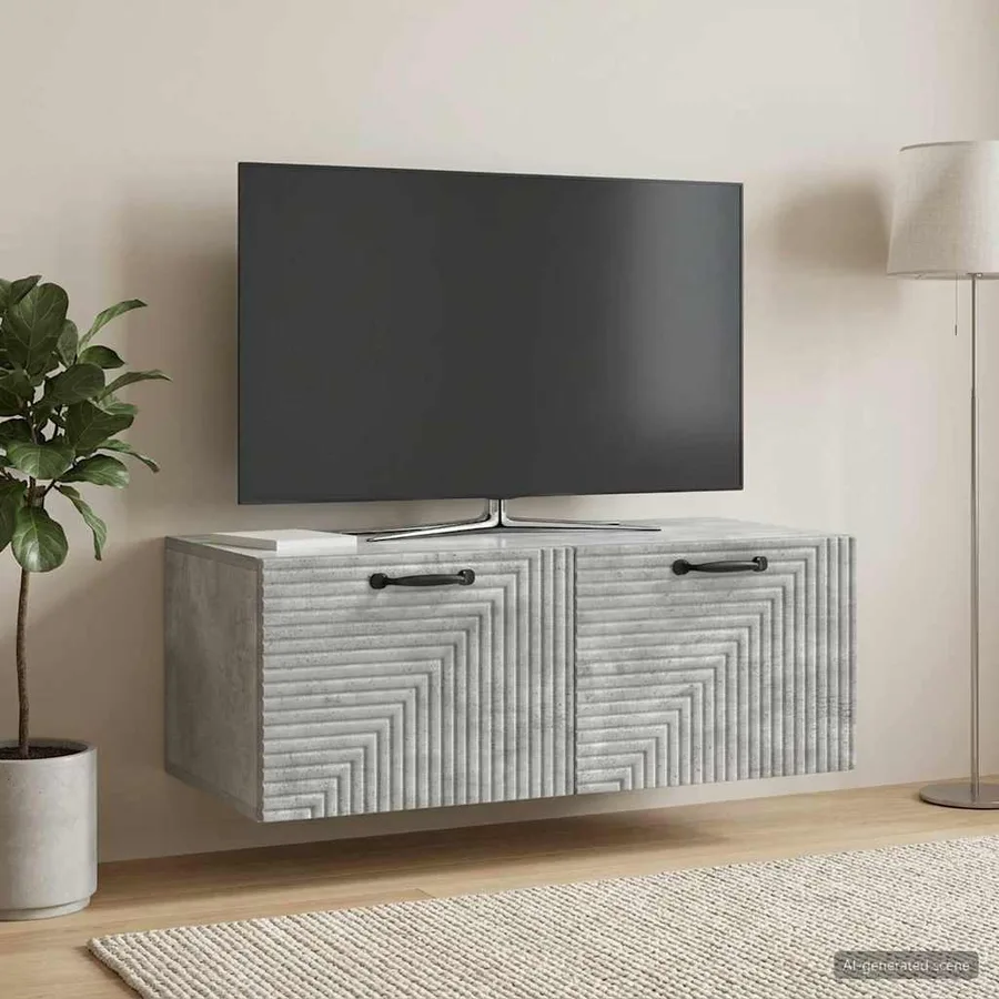 Meuble TV mural Gris béton 78,5 x 41 x 30 cm Bois d'ingénierie - 4