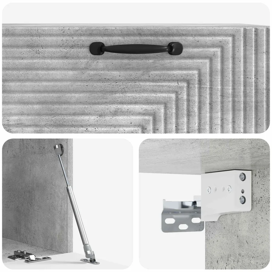 Meuble TV mural Gris béton 78,5 x 41 x 30 cm Bois d'ingénierie - 9