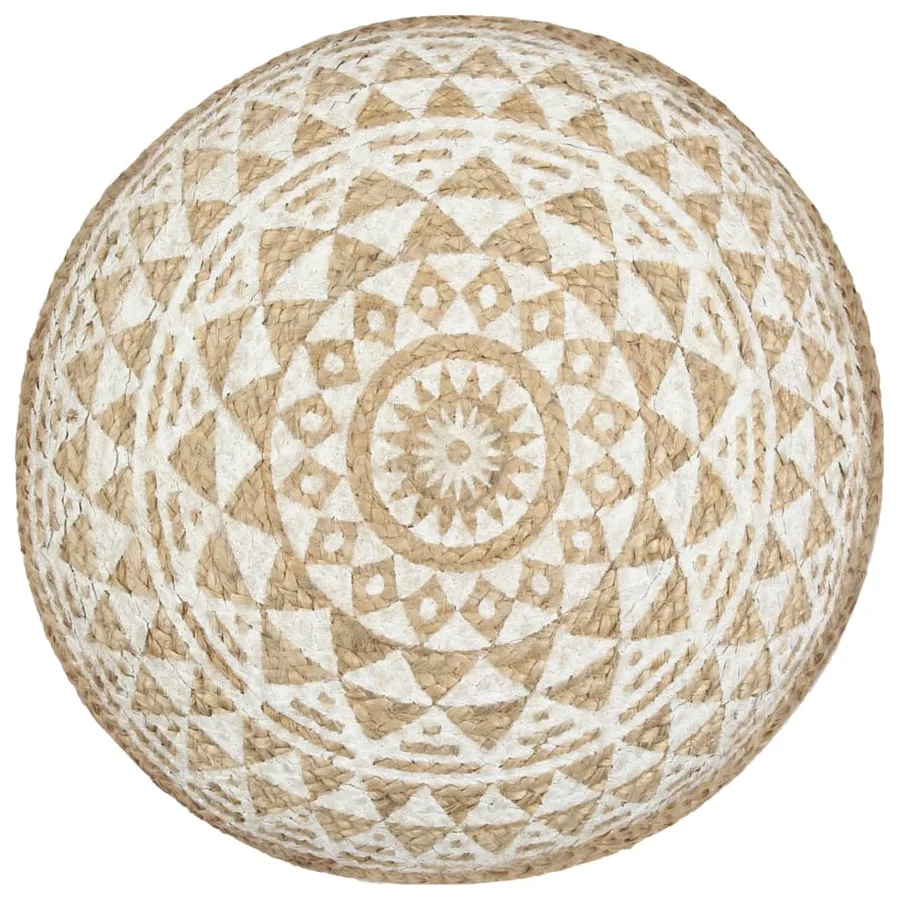 Pouf fait à la main Blanc 45x30 cm Jute - 2
