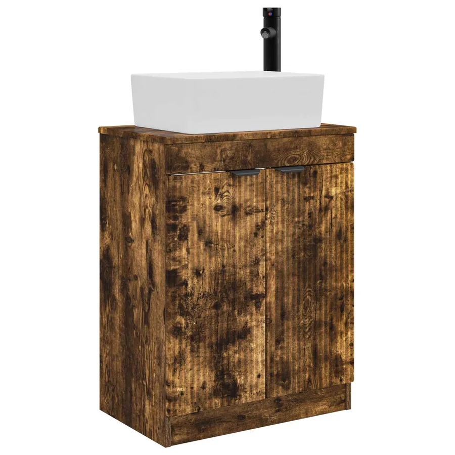 Meuble de salle de bain avec évier Chêne fumé 54 x 35 x 83 cm - 2