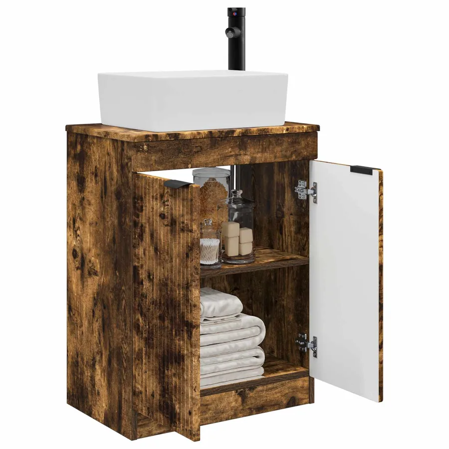 Meuble de salle de bain avec évier Chêne fumé 54 x 35 x 83 cm - 3