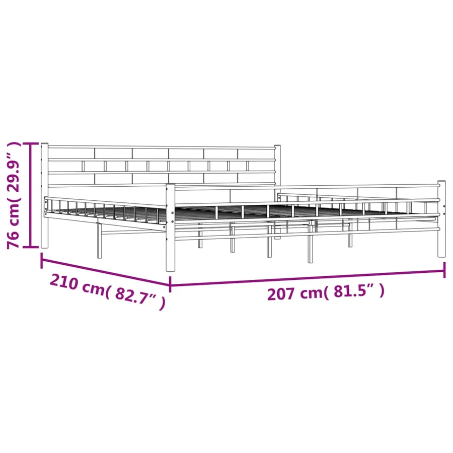 Cadre de lit sans matelas blanc métal 200x200 cm - 10