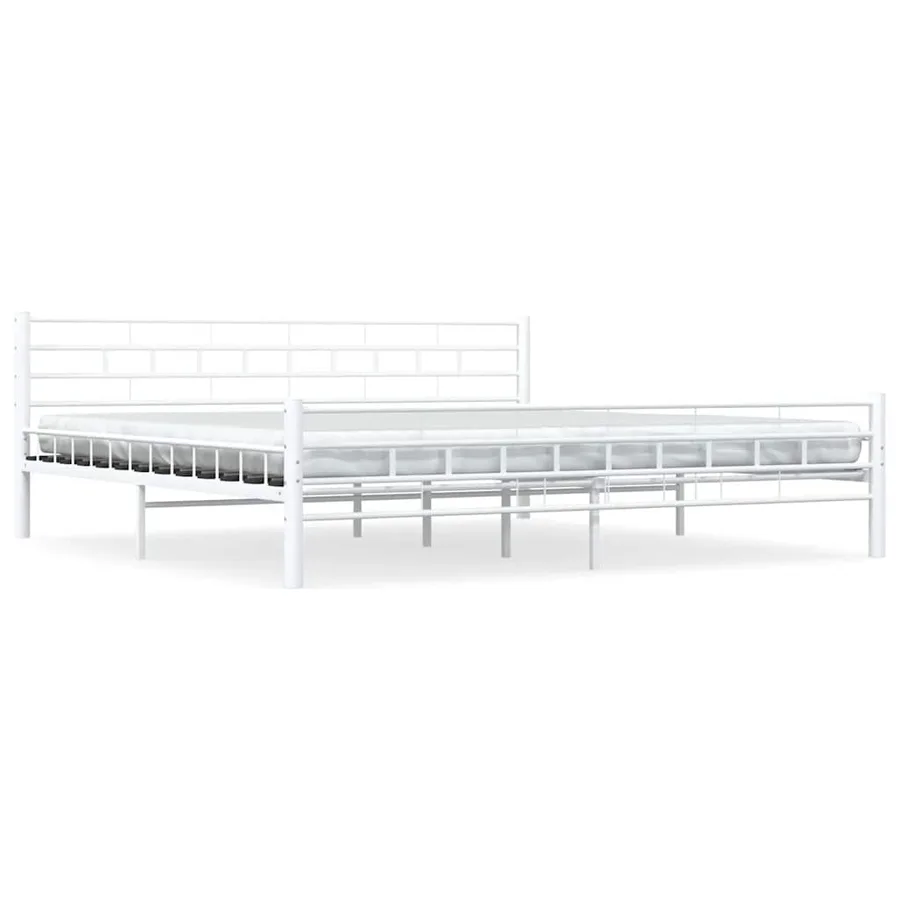 Cadre de lit sans matelas blanc métal 200x200 cm - 2