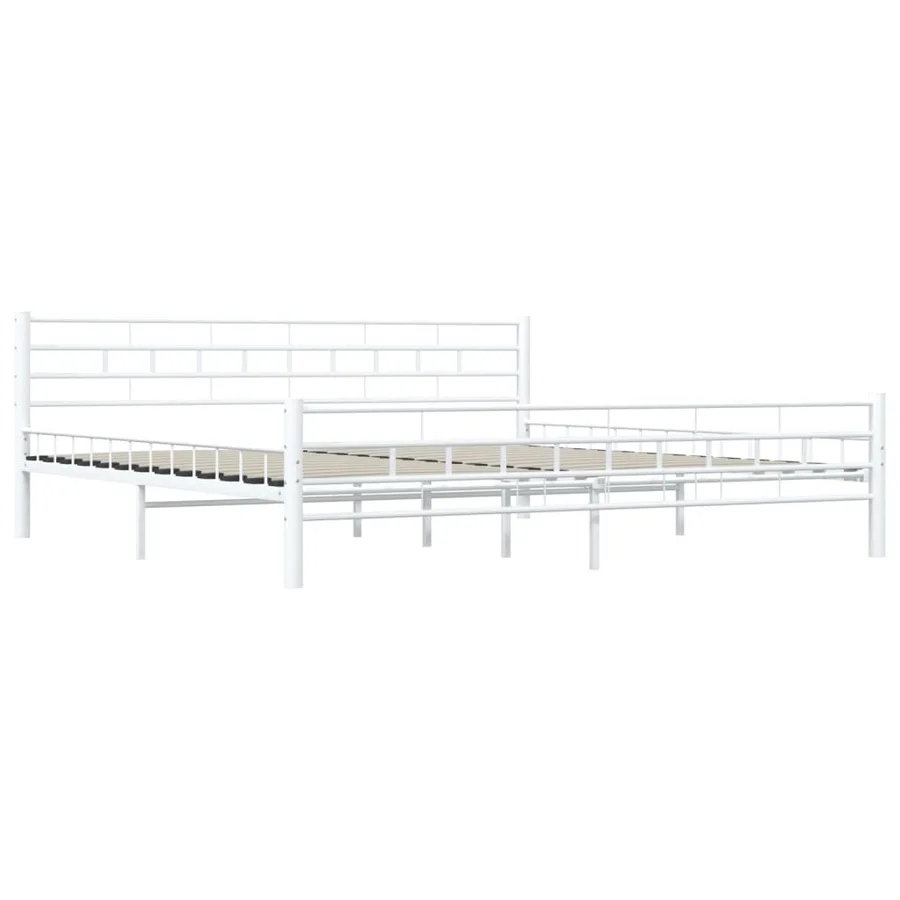 Cadre de lit sans matelas blanc métal 200x200 cm - 4