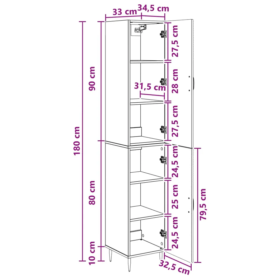 Ensemble de Meubles 2 pcs Chêne fumé 33 x 34,5 x 89,5 cm - 9