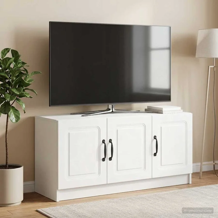Meuble TV Blanc 99 x 34,5 x 47 cm Bois d'ingénierie - 4
