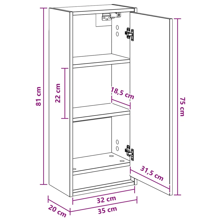 Meuble de lavabo mural Chêne Sonoma 35 x 20 x 81 cm - 9