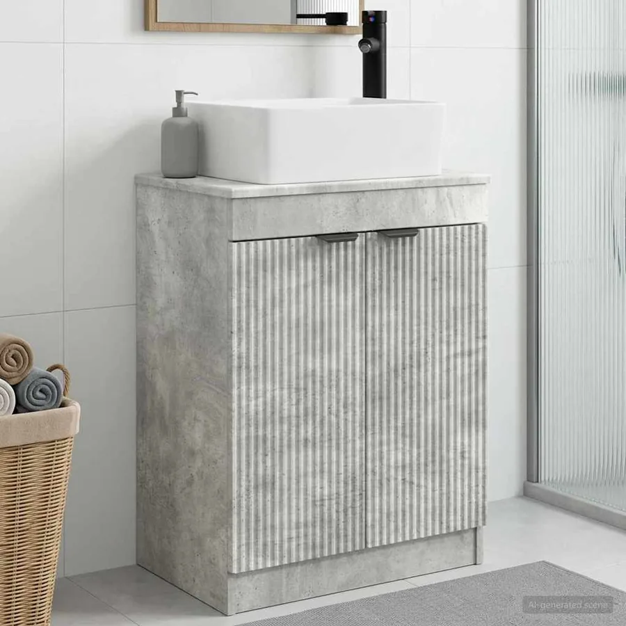Meuble de salle de bain avec évier Gris béton 54 x 35 x 83 cm