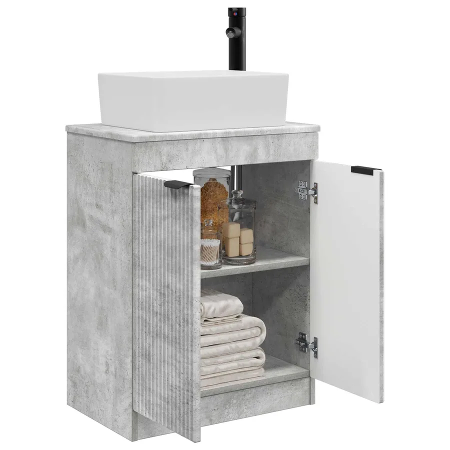 Meuble de salle de bain avec évier Gris béton 54 x 35 x 83 cm - 3