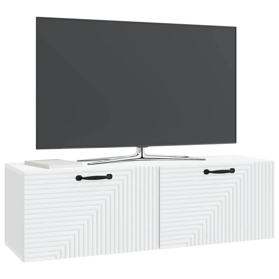 Meuble TV mural Blanc 98 x 31 x 30 cm Bois d'ingénierie - 3