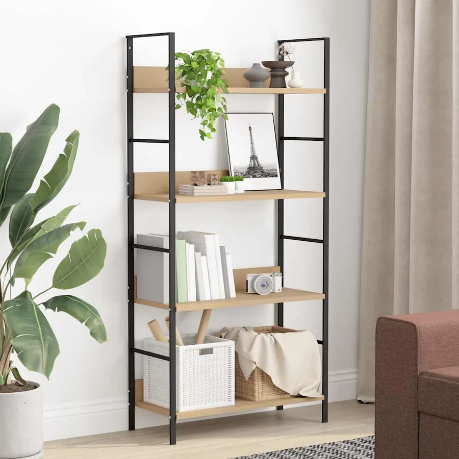 Bibliothèque à 4 niveaux chêne 60x27,6x124,5 cm bois ingénierie - 3