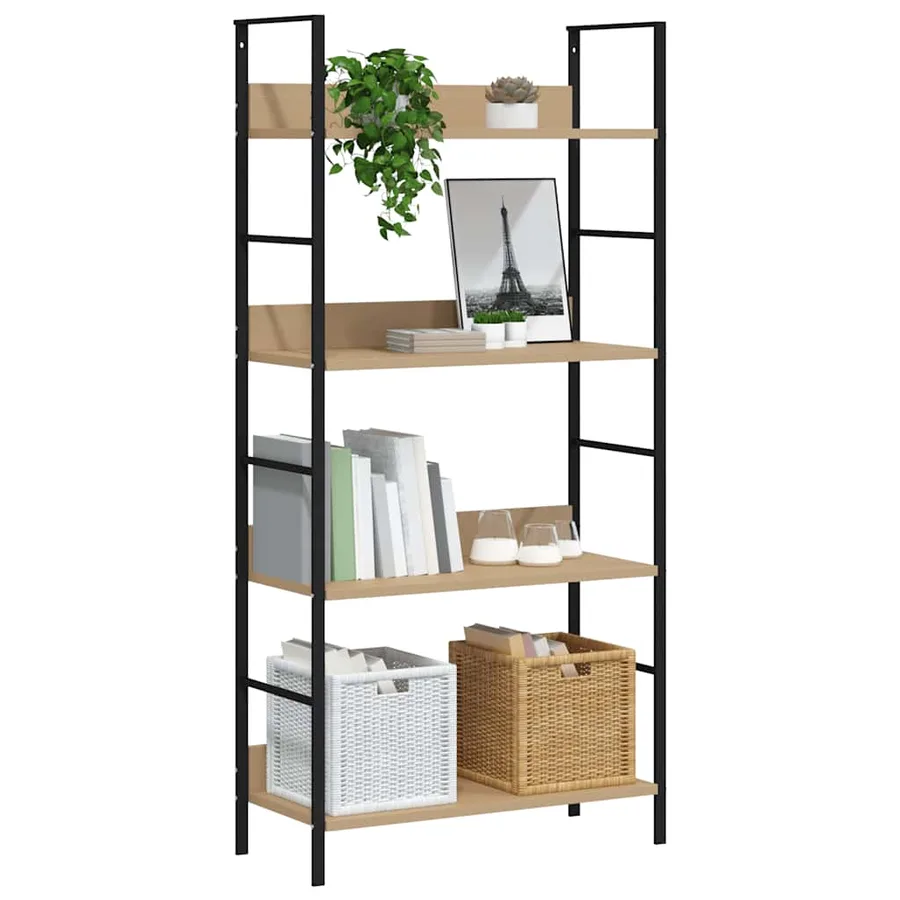 Bibliothèque à 4 niveaux chêne 60x27,6x124,5 cm bois ingénierie - 4