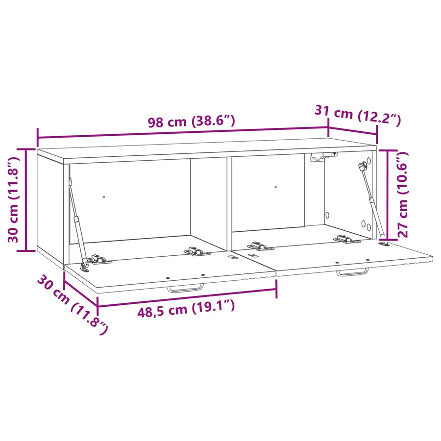 Meuble TV mural Chêne Sonoma 98 x 31 x 30 cm Bois d'ingénierie - 12