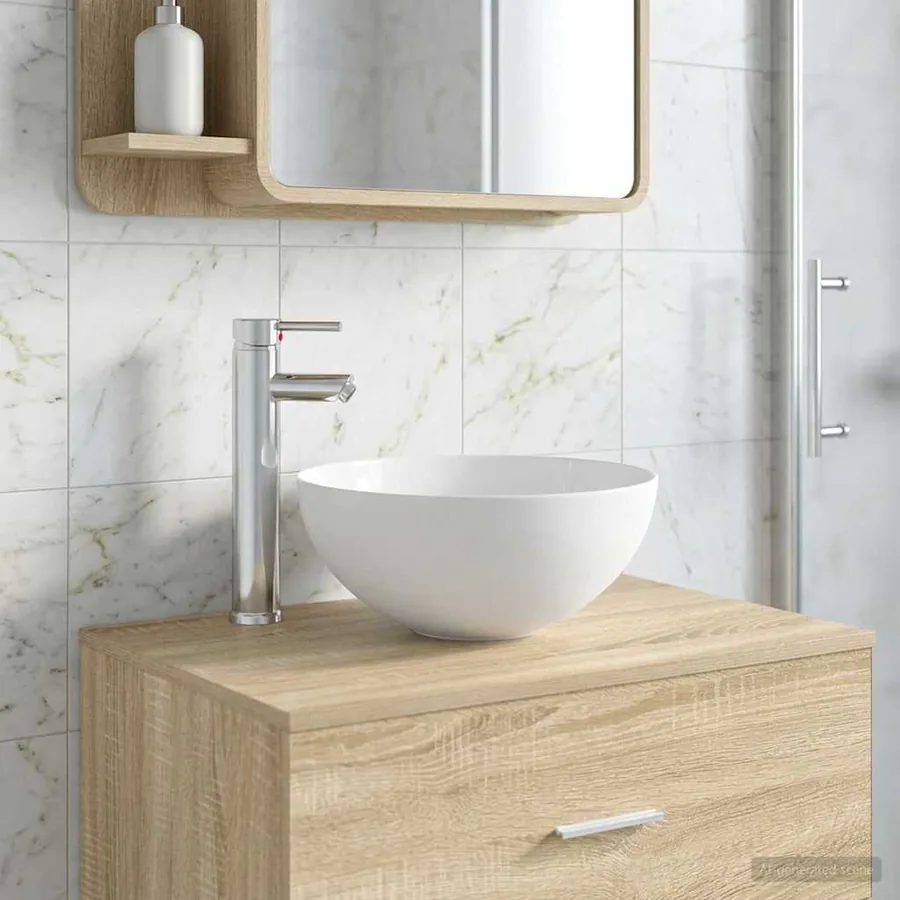 Lavabo de salle de bains Chrome 35,5 x 35,5 x 14,5 cm métal