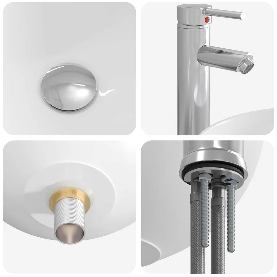 Lavabo de salle de bains Chrome 35,5 x 35,5 x 14,5 cm métal - 8