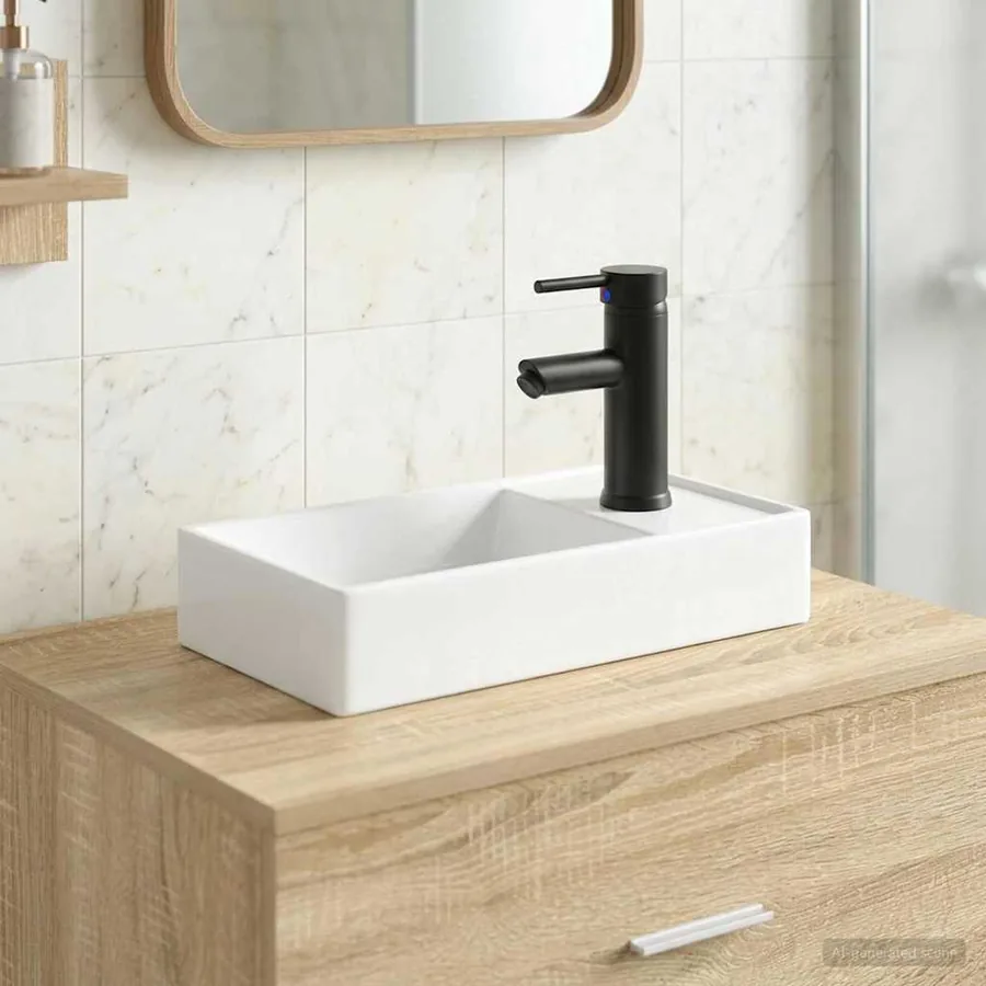 Lavabo de salle de bains Noir Mat 40,5 x 22,5 x 11,5 cm métal