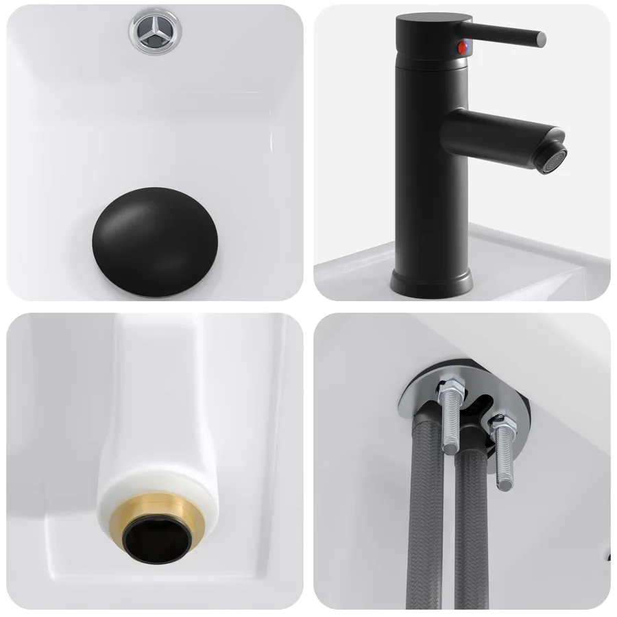 Lavabo de salle de bains Noir Mat 40,5 x 22,5 x 11,5 cm métal - 8