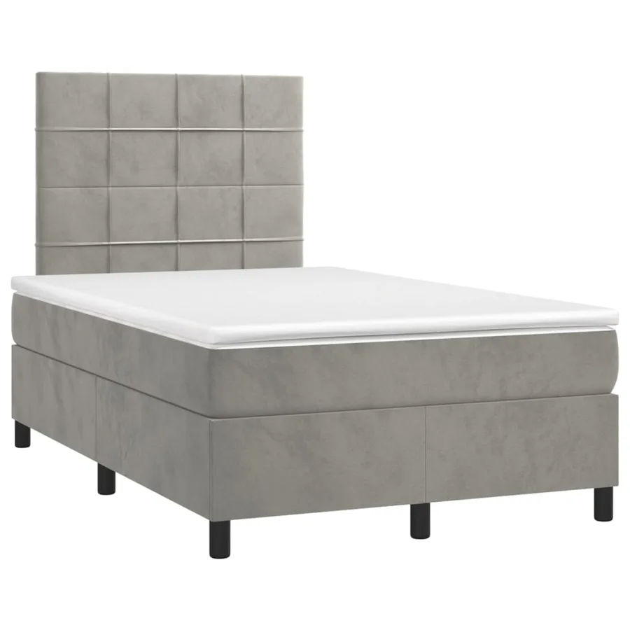 Sommier à lattes de lit matelas et LED Gris clair 120x200 cm - 3