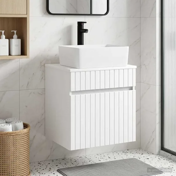 Meuble de lavabo mural Blanc 49 x 41 x 63 cm Bois d'ingénierie